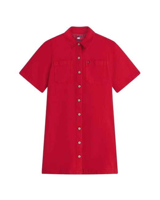 Tommy Hilfiger Red Short-Sleeve Shirt Mini Dress