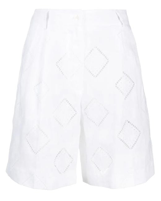 Kiton White Perforated-Detailed Shorts