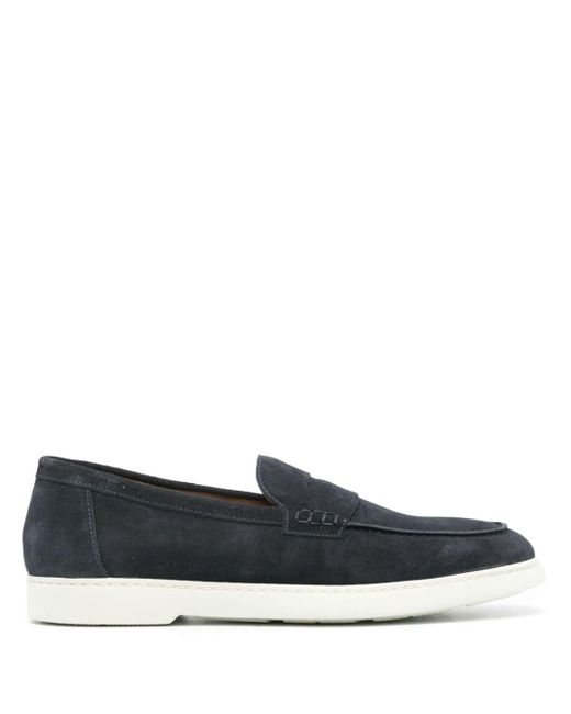 Doucal's Blue Almond Suede Loafers for men
