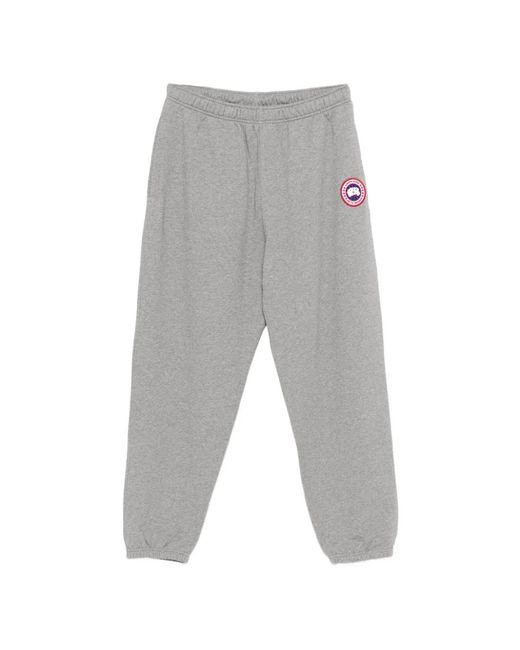 Canada Goose Gray Rove Logo-Patch Cotton Track Pants for men