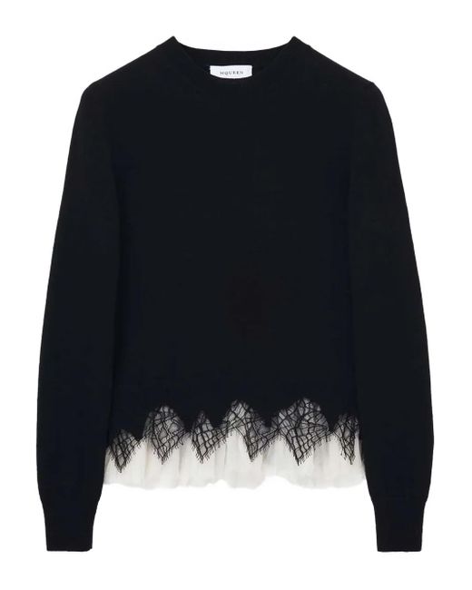 Alexander McQueen Black Lace-Trim Sweater