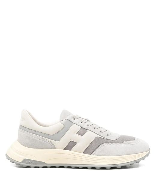 Hogan White Layered Silk And Nylon Sneakers for men