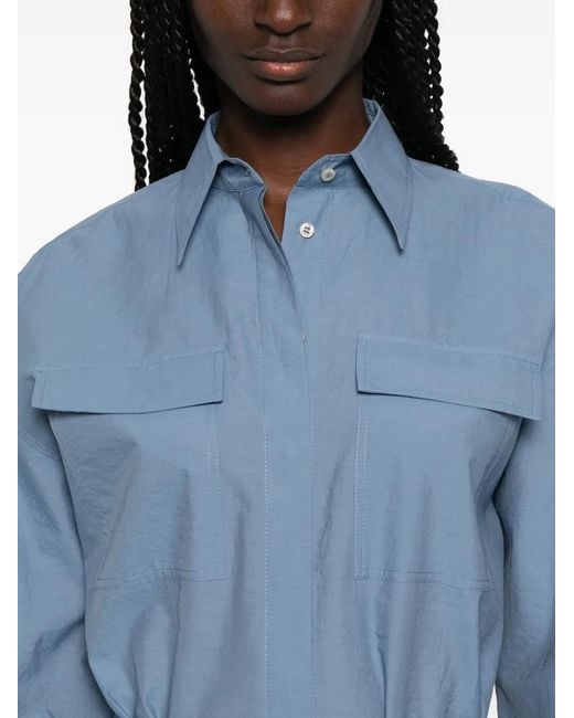 Brunello Cucinelli Blue Robe Mi-Longue À Taille Ceinturée