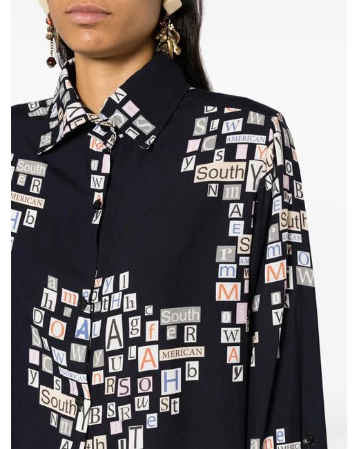 Amir Slama Black Graphic-Print Long-Sleeve Shirt
