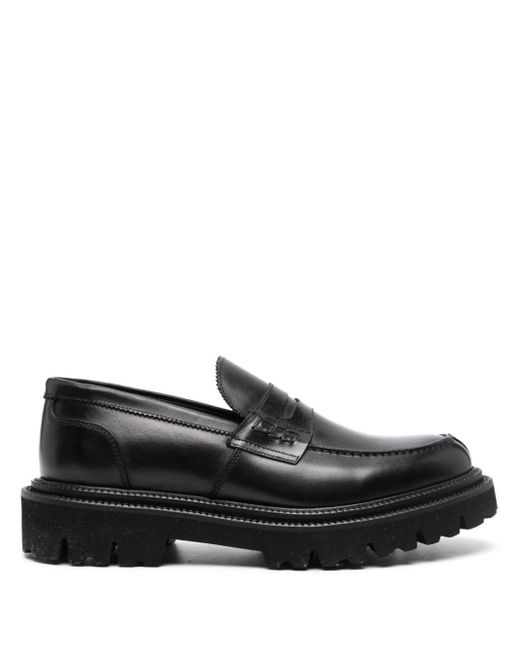 Corneliani Black Penny-slot Leather Loafers for men