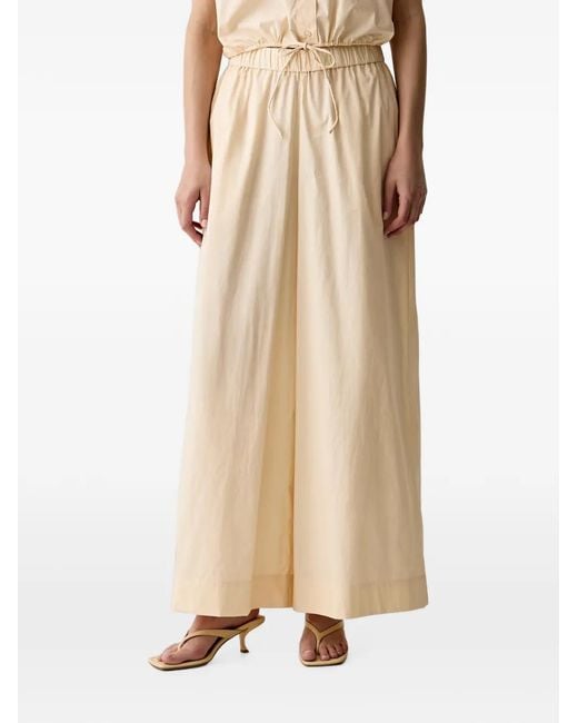 Benetton Natural Drawstring-Waist Wide-Leg Trousers