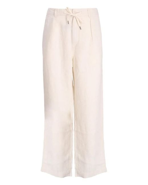 Polo Ralph Lauren White Drawstring Linen Trousers for men