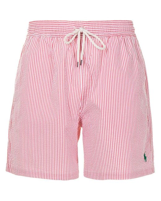 Polo Ralph Lauren Striped Swim Shorts in Pink for Men - Lyst