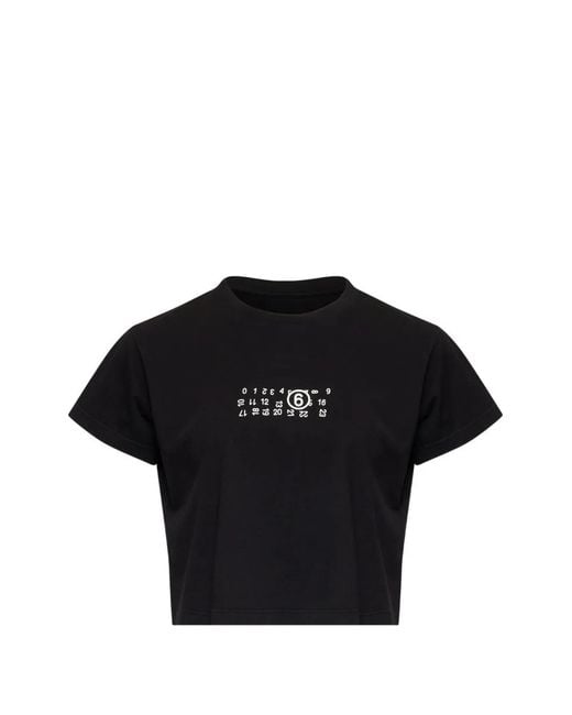 MM6 by Maison Margiela Black Logo-Print T-Shirt