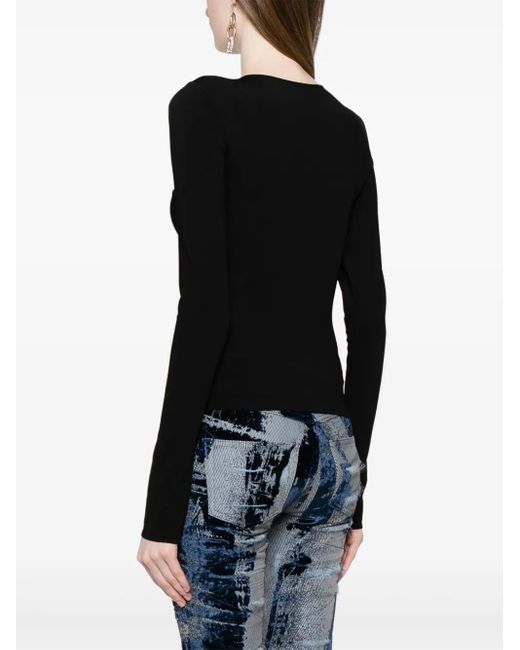 Roberto Cavalli Black Cut-Out Knit Top