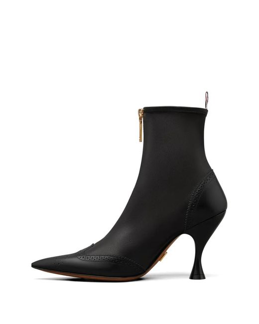 Thom Browne Black Wingtip Leather Ankle Boots