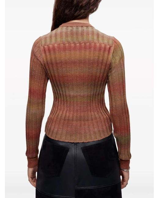 Re/done Brown Ribbed-Knit Wool Jumper