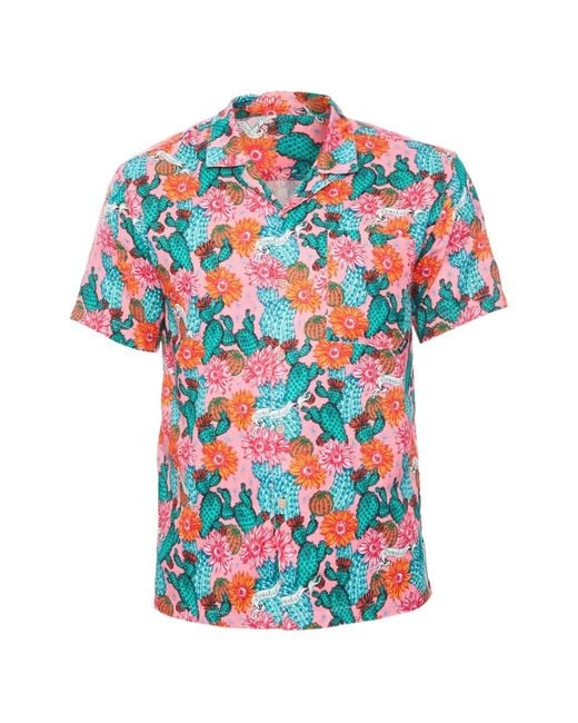 Boardies White Cactus-Print Camp-Collar Shirt for men