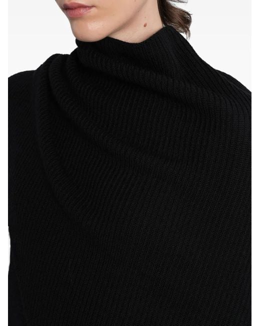 Entire studios Black Ribbed Turtleneck Draped Sweater