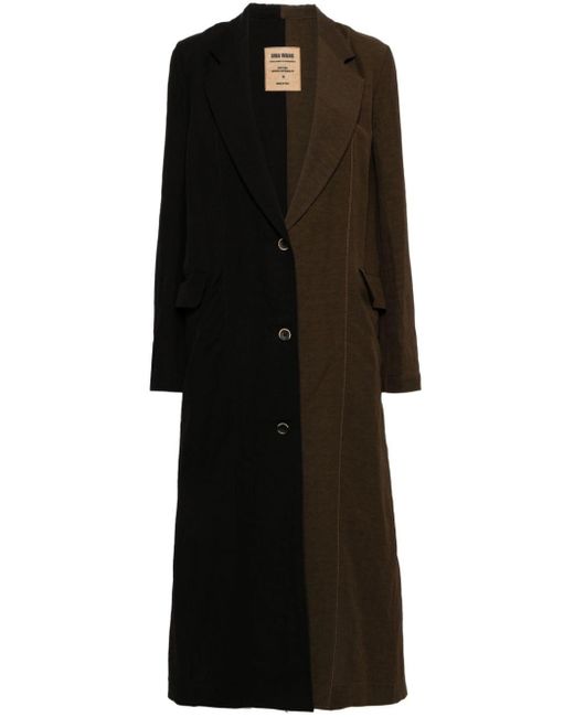 Uma Wang Black Two-tone Single-breasted Coat