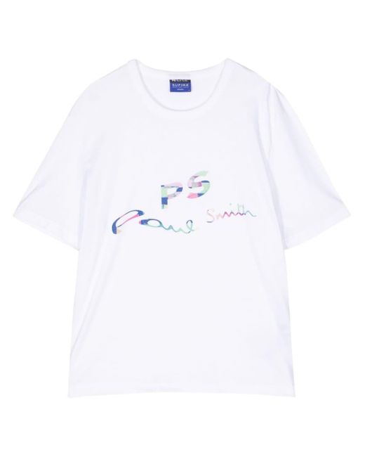 PS by Paul Smith White Wave Logo-print Supima-cotton T-shirt for men