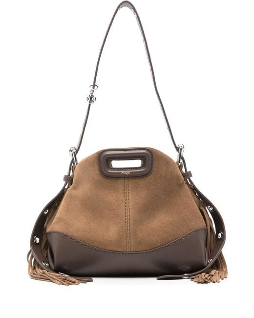 Maje Brown Sac Porté Épaule Miss M À Bride Frangée