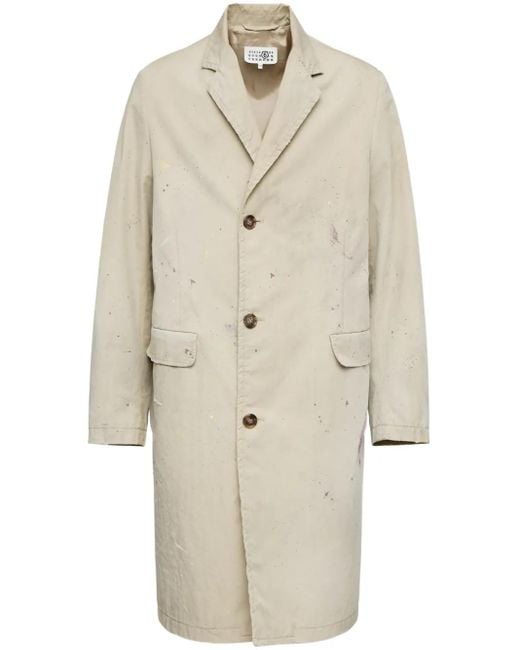 MM6 by Maison Margiela Natural Paint-Splatter Coat for men