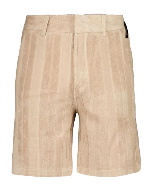 Fendi Natural Terry Ff-Jacquard Stripe Shorts for men