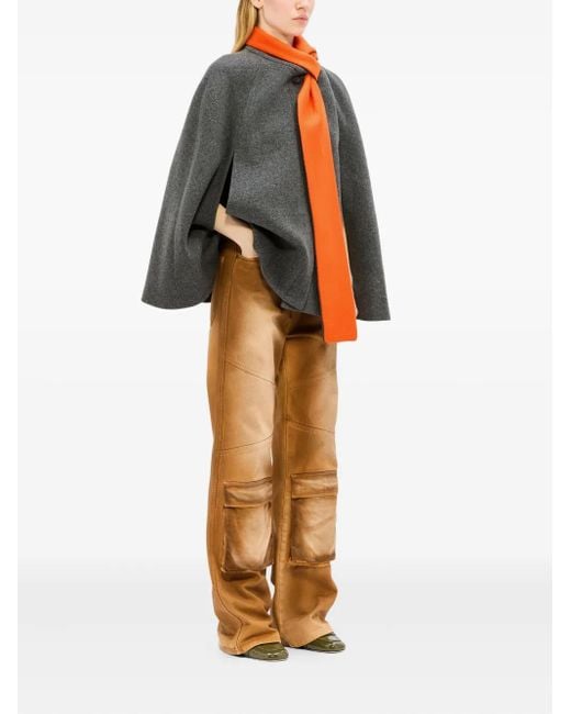 MSGM Orange Attached-Scarf Cape
