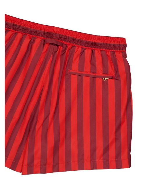 Orlebar Brown Red Jack Stripe-Pattern Swim Shorts for men