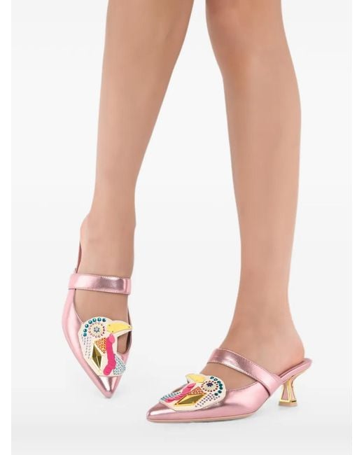 Kat Maconie Pink Embellished Metallic Mules
