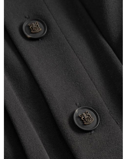 Elena Velez Black Pleated Button-Fastening Coat