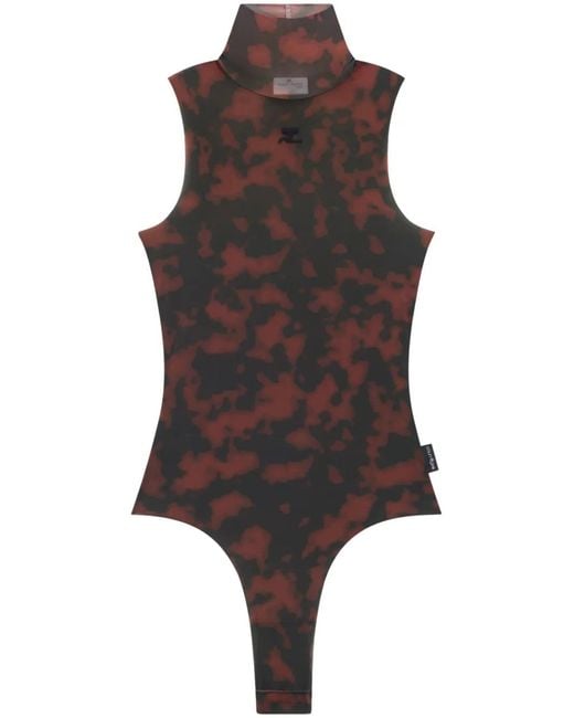 Courreges Brown Tortoiseshell High Neck Bodysuit