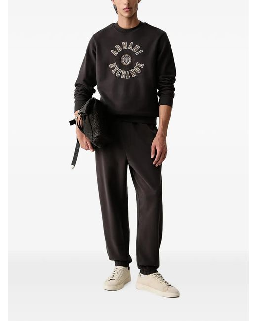 ARMANI EXCHANGE Black Logo-Patch Drawstring Track Pants for men