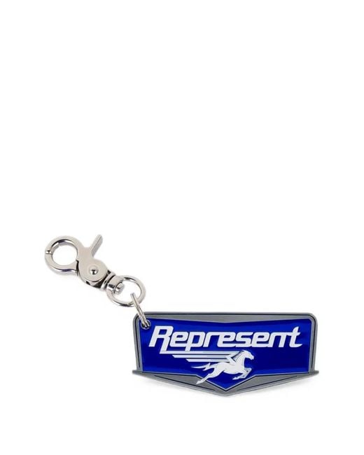 Represent Blue Nothing Tougher Nothing Faster Logo-Plaque Keyring for men