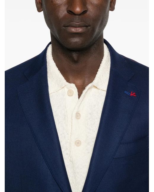 Isaia Blue Notched-Lapels Suit for men