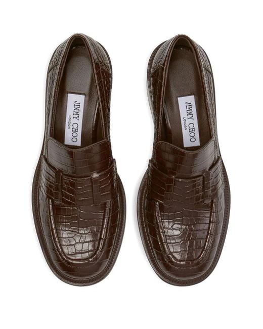 Jimmy Choo Brown Tylor 60 Leather Heeled Loafers