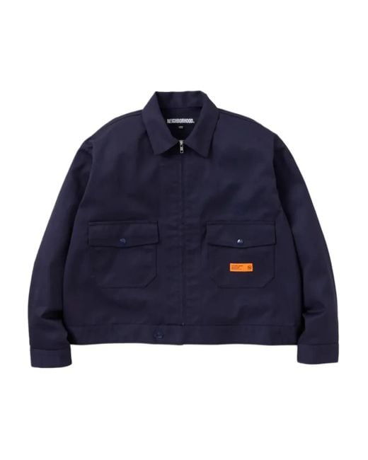 Neighborhood Blue Flap-Pocket Zip-Front Shirt Jacket for men