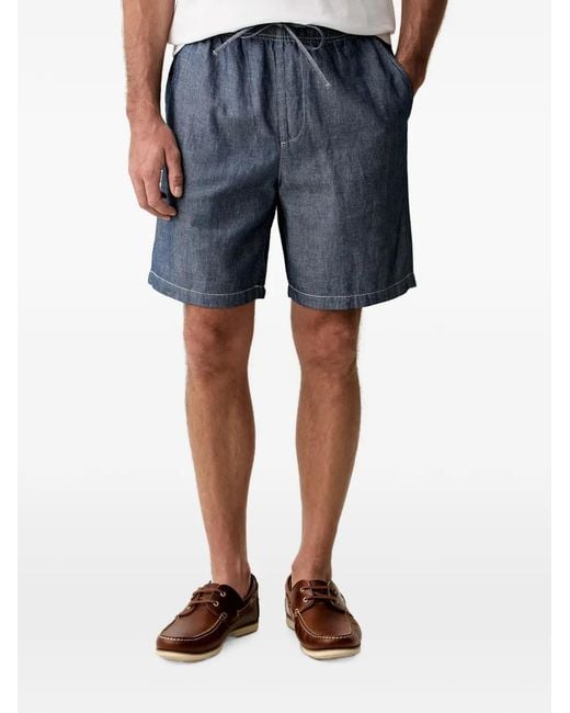 Benetton Blue Drawstring-Waist Contrast-Stitch Shorts for men