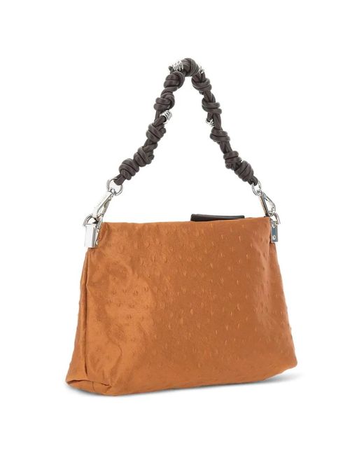 Gianni Chiarini Brown Fanny Ostrich-Effect Shoulder Bag