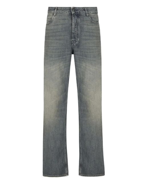 Balenciaga Gray Logo-Patch Cotton Jeans for men