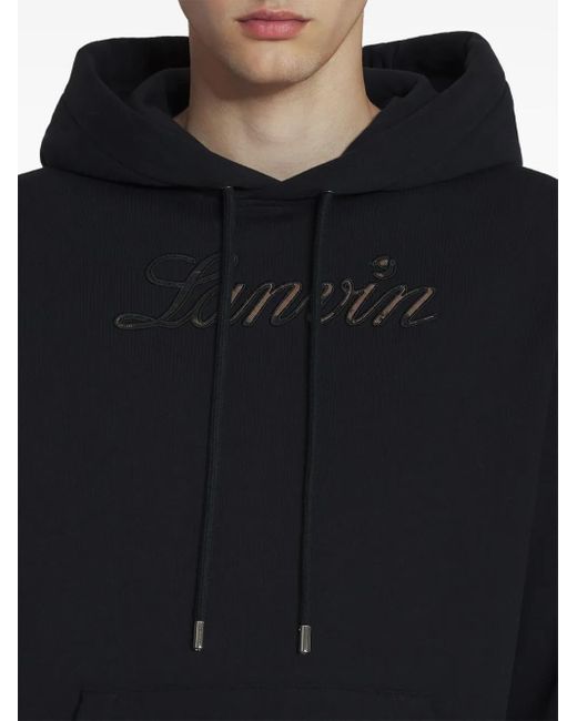 メンズ Lanvin ロゴ パーカー Black