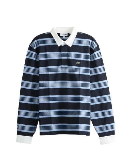 Lacoste Blue Striped Long-Sleeve Polo Shirt for men