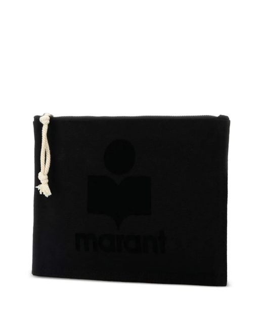 Isabel Marant Black Zip-Fastening Cotton Clutch