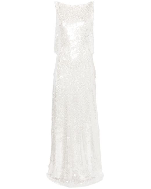Emilia Wickstead White Leoni Sequinned Gown