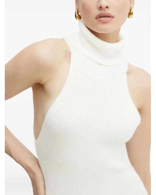 Bardot White Turtleneck Open-Back Midi Dress
