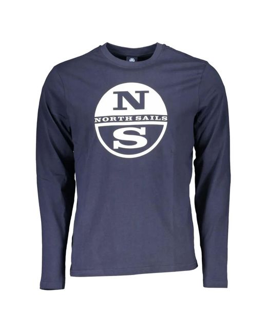 North Sails Blue Logo-Print Long-Sleeve T-Shirt for men