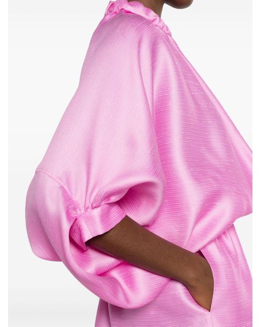 Robe ceinturée à coupe longue Fendi en coloris Pink