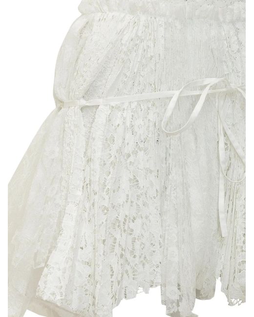 J.W. Anderson White Lace-Trim Tie-Fastening Skirt