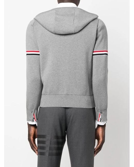 Thom Browne Gray Striped Zip-Up Hoodie for men