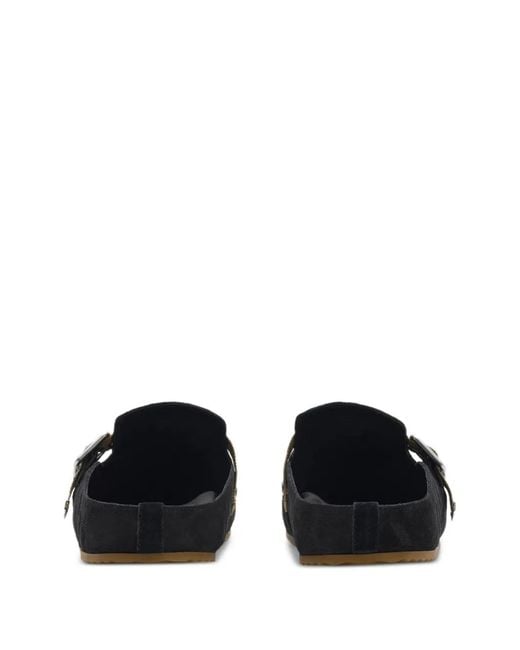 Burberry Black Check Suede Urchin Clogs for men