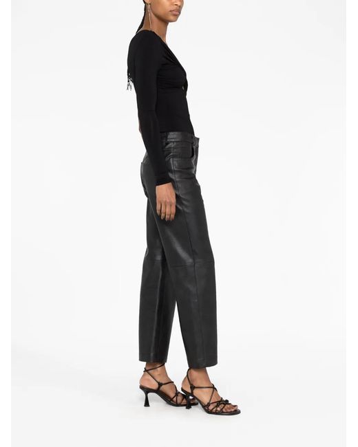 Stella McCartney Black Faux-Leather Straight-Leg Trousers