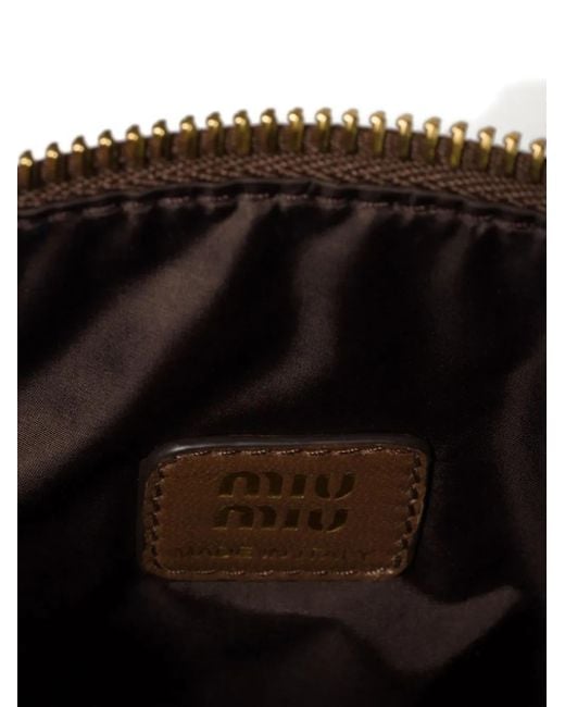 Bolso Gabardine mini con logo Miu Miu de color Brown
