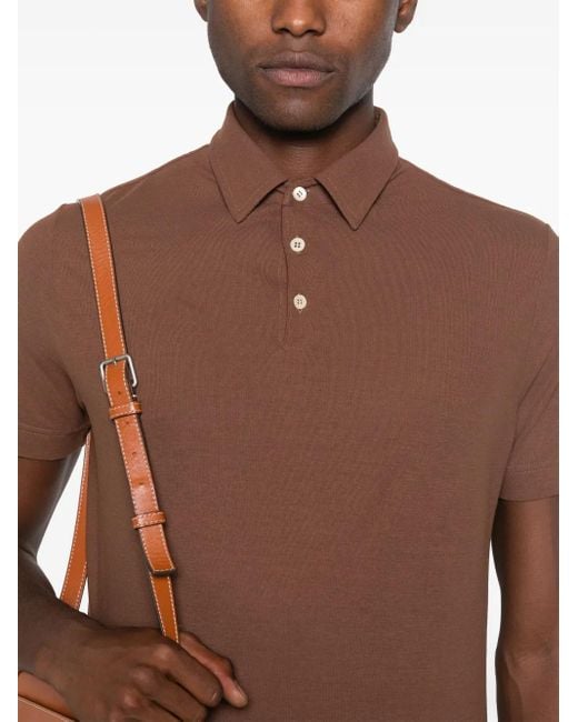 Zanone Brown Cotton Polo Shirt for men