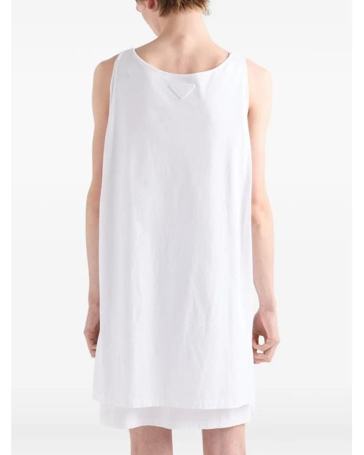 Prada White Printed Cotton Tank Top for men
